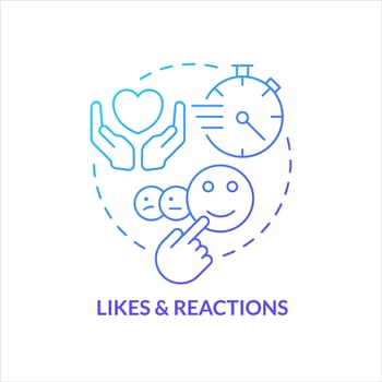 Likes and reaction blue gradient concept icon. Social media interaction. Quick expression. Audience activity abstract idea thin line illustration. Isolated outline drawing vector