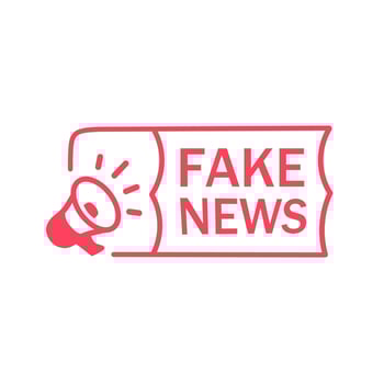 Fake news banner design template, megaphone label. Flat vector illustration isolated white background.