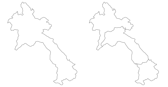 Map of Laos set with white-black outline and division region. png