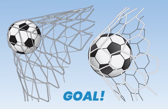 illustration of  soccer ball hitting on net vector