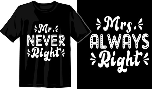 Matching Couple Custom T Shirt Design Vector