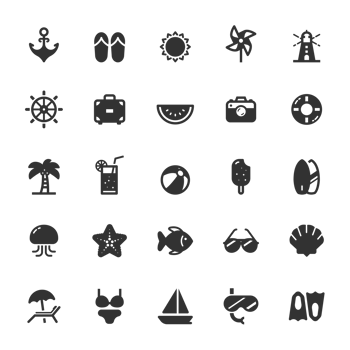 Icon set - Beach and summer png