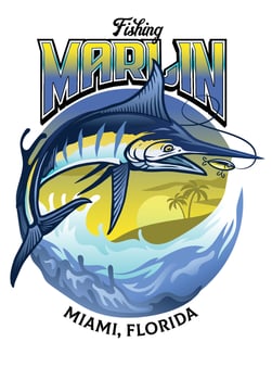 shirt design of fishing the marlin fish vector