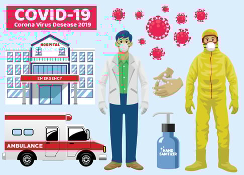 set of corona virus concept object vector