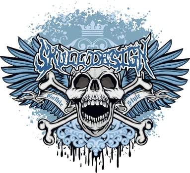 Gothic sign with skull, grunge vintage design t shirts vector