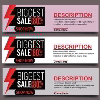 Biggest sale banner background design set. discount banner template design. illustration design. offer banner design. discount background. vector