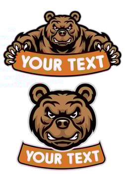 set of cartoon bear mascot hold the banner vector