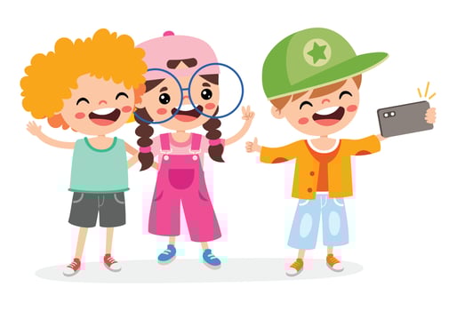 Kid Making Selfie With Phone vector