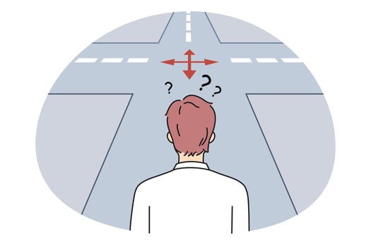 Frustration and choosing way concept vector