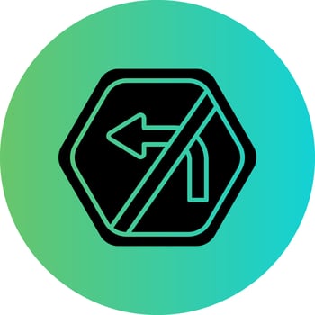 No Left Turn Vector Icon Design