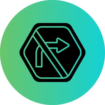 No Right Turn Vector Icon Design