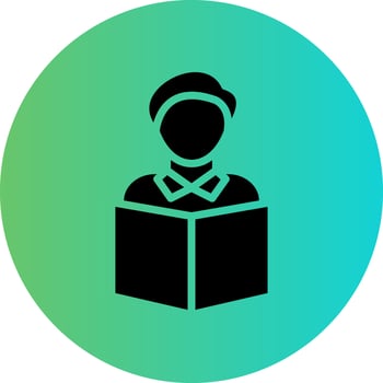 Student Reading Book Vector Icon Design