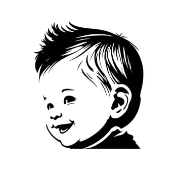 Sweet little boy with a big smile. Adorable vector illustration perfect for children's book, parenting, education, family-oriented designs, and more. Isolated on white background.