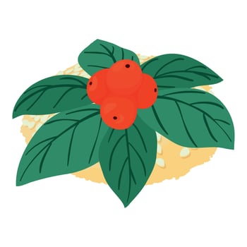 Berry dessert icon isometric vector. Ripe canadian bunchberry and fruit cookie vector