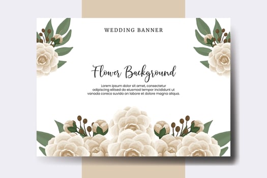 Wedding banner flower background, Digital watercolor hand drawn Camellia flower design Template vector