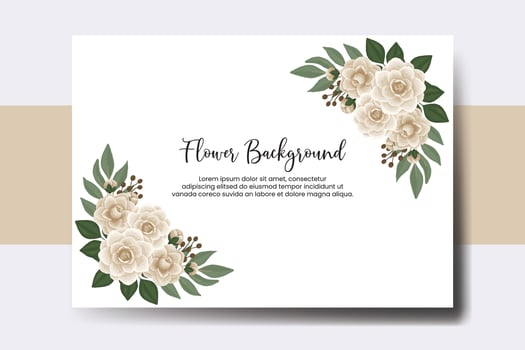 Wedding banner flower background, Digital watercolor hand drawn Camellia flower design Template vector