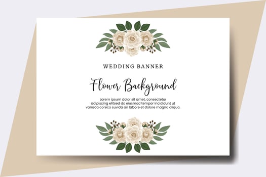 Wedding banner flower background, Digital watercolor hand drawn Camellia flower design Template vector