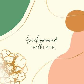 Abstract background vector template with geometric shapes and anemone flower. Good for social media posts, mobile apps, banner designs, online promotions and adverts. Floral vector background.