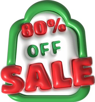 Sale banner design,Shopping deal offer discount,sale 80 percent off.3d illustration png