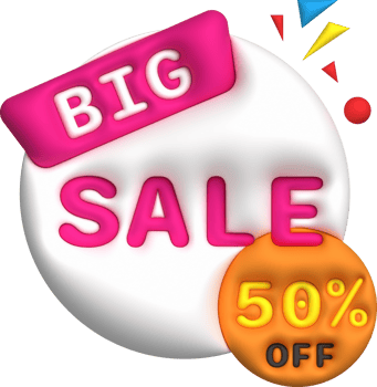 Sale banner design,Shopping deal offer discount,Big sale 50 percentage off.3D illustration png