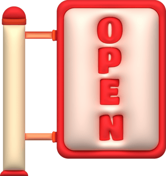 business opening hours icon shop e-commerce illustration 3d png