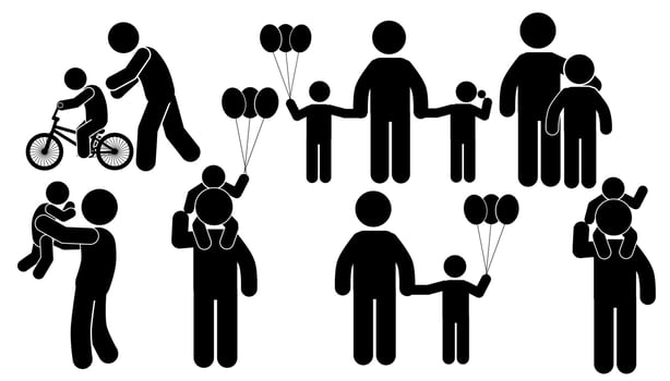 father and son.like father, like son. stick figure, pictogram vector
