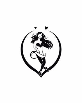 happy attractive girl logo vector