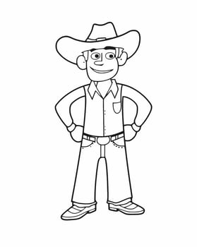 cartoon cowboy line art vector