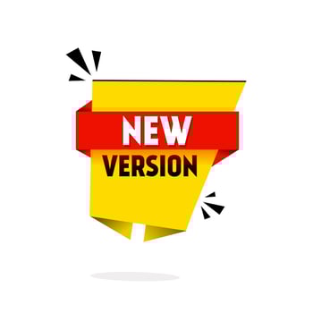 New version, banner. Design for business, marketing, advertising. Vector template.