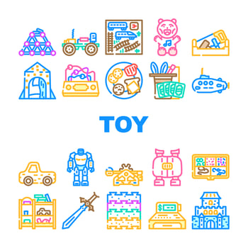 toy baby child kid icons set vector