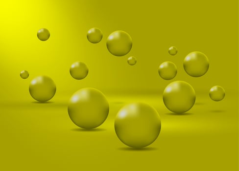 Abstract background with dynamic 3d spheres. Vector illustration of glossy balls.
