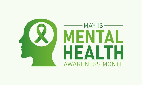 Mental health awareness month is observed every year in may. May is national mental health awareness month. Vector template for banner, greeting card, poster with background. Vector illustration.