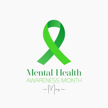 Mental health awareness month is observed every year in may. May is national mental health awareness month. Vector template for banner, greeting card, poster with background. Vector illustration.