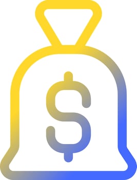 Bag of money pixel perfect gradient linear ui icon. Personal savings. Business investment. Finance. Line color user interface symbol. Modern style pictogram. Vector isolated outline illustration
