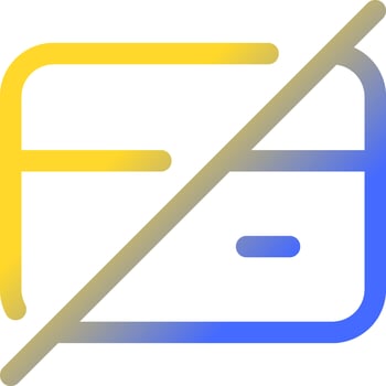 Declined payment pixel perfect gradient linear ui icon. Incomplete financial operation. Credit card. Line color user interface symbol. Modern style pictogram. Vector isolated outline illustration