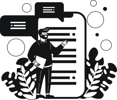 man with smartphone in social media concept illustration in doodle style png