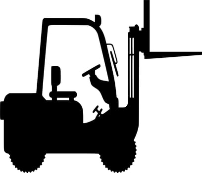 Vector silhouette of forklift on white background