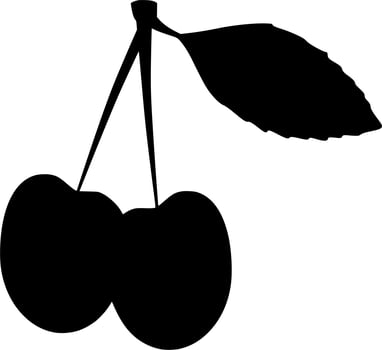 Vector silhouette of cherry on white background