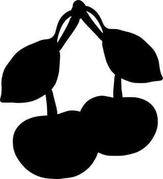 Vector silhouette of cherry on white background