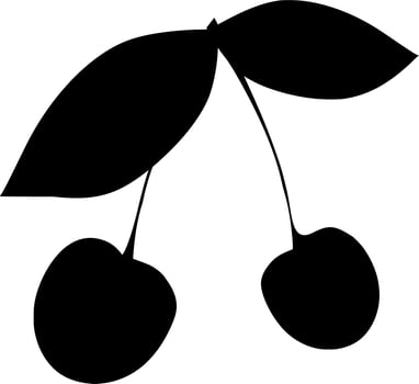 Vector silhouette of cherry on white background