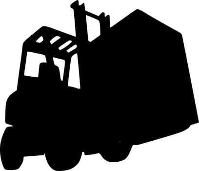 Vector silhouette of forklift on white background