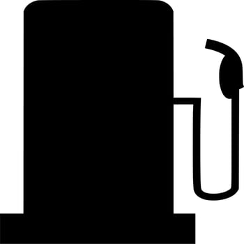Vector silhouette of fuel station on white background
