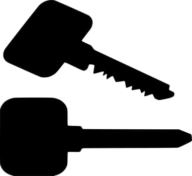 Vector silhouette of key on white background