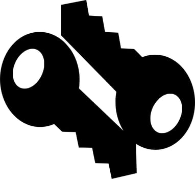 Vector silhouette of key on white background