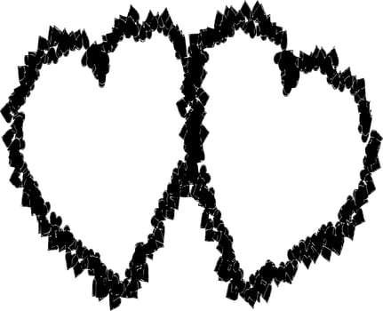 Vector silhouette of heart on white background