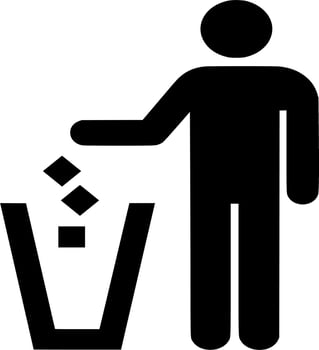 Vector silhouette of trash disposal on white background