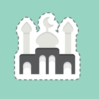 Sticker line cut Mosque. related to Eid Al Adha symbol. simple design editable. simple illustration vector