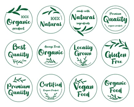 Organic food, natural product, healthy life and farm fresh for food and drink promotion. vector