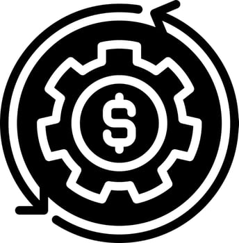 Money management black glyph icon. Achieve financial success. Cash transformation. Budget planning. Payment collection. Silhouette symbol on white space. Solid pictogram. Vector isolated illustration