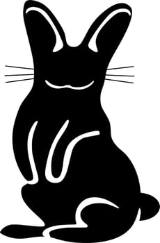 Vector silhouette of bunny on white background